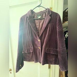 Eggplant purple velvet School Boy blazer with gold buttons
